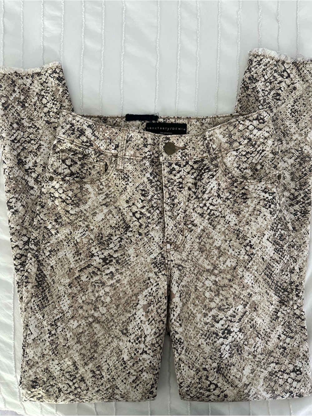 Sanctuary Neutral Snake-Print Skinny Jeans
